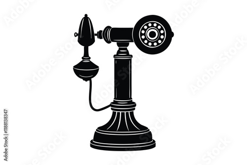 Antique candlestick telephone vector art silhouette.eps