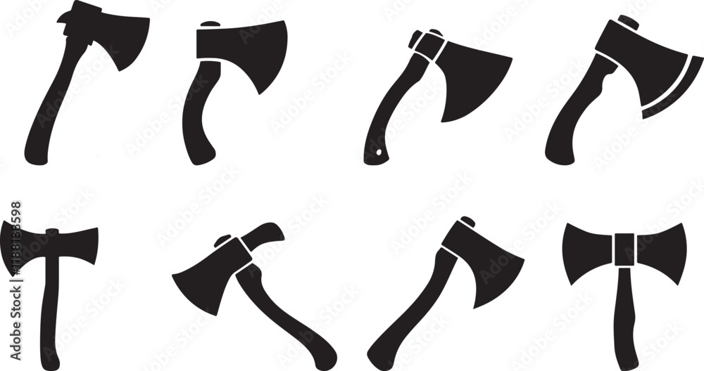 Collection of Black Silhouette Axe vector art Collection of Black Silhouette Axe vector art
