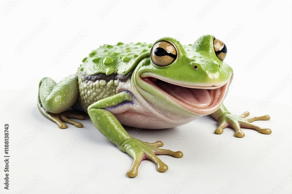 Happy green frog isolated on white background. Happy green frog isolated on white background.