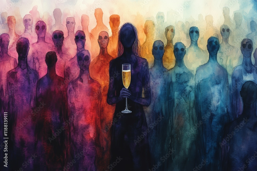 Obraz premium The Empty Celebration, Alcohol Use Disorder