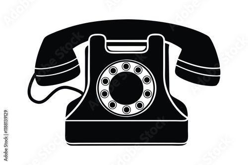 Push button landline telephone vector art silhouette.eps