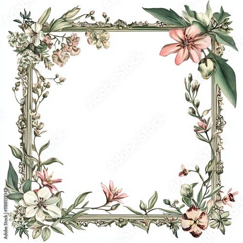 Beautiful floral frame design perfect for invitations and artwork decoration.