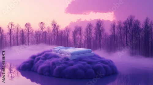 Dreamlike and surrealistic landscape in purplish tones