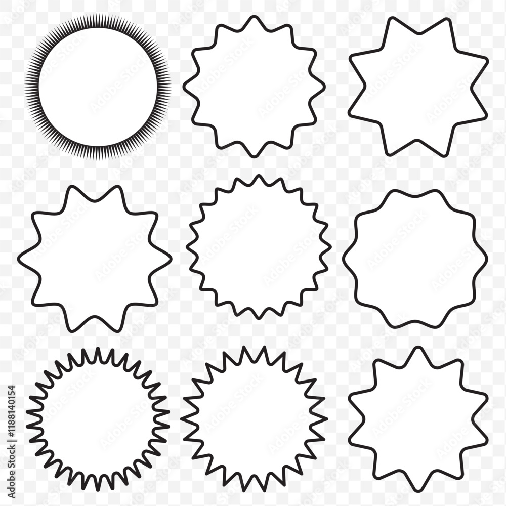 Set of Vector Starburst Badges. Simple Flat Style Vintage Labels, Stickers. eps 10. Set of Vector Starburst Badges. Simple Flat Style Vintage Labels, Stickers. eps 10.