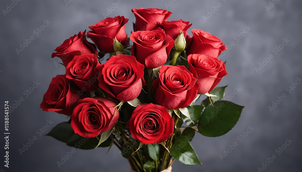 Obraz premium Festive bouquet of red rose on isolated background