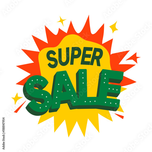Supper sale typography sticker in flat style 

