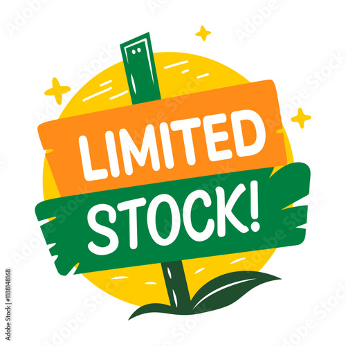 Limited stock board sticker in flat style 
