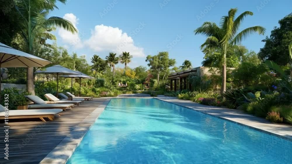 Luxury Tropical Poolside Paradise: Tranquil Escape Luxury Tropical Poolside Paradise: Tranquil Escape
