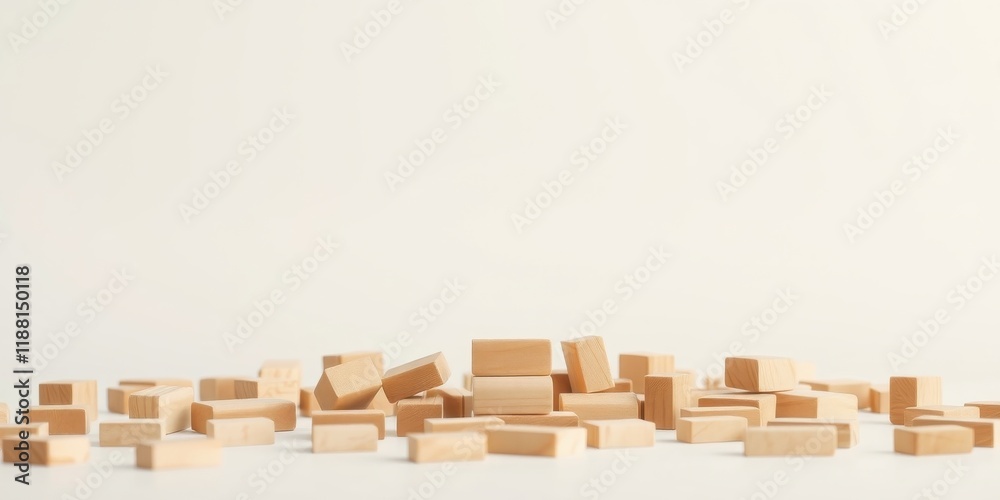 A scattered collection of wooden blocks against a clean white backdrop, showcasing the simplicity and versatility of these timeless building tools. A scattered collection of wooden blocks against a clean white backdrop, showcasing the simplicity and versatility of these timeless building tools.