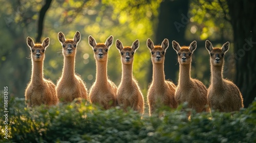 Group of vicu?+/-as in a nature reserve. photo