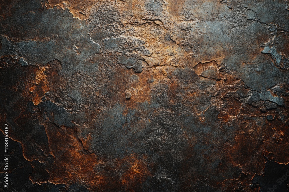Obraz premium Dark rusty stone background. Brown metal surface.