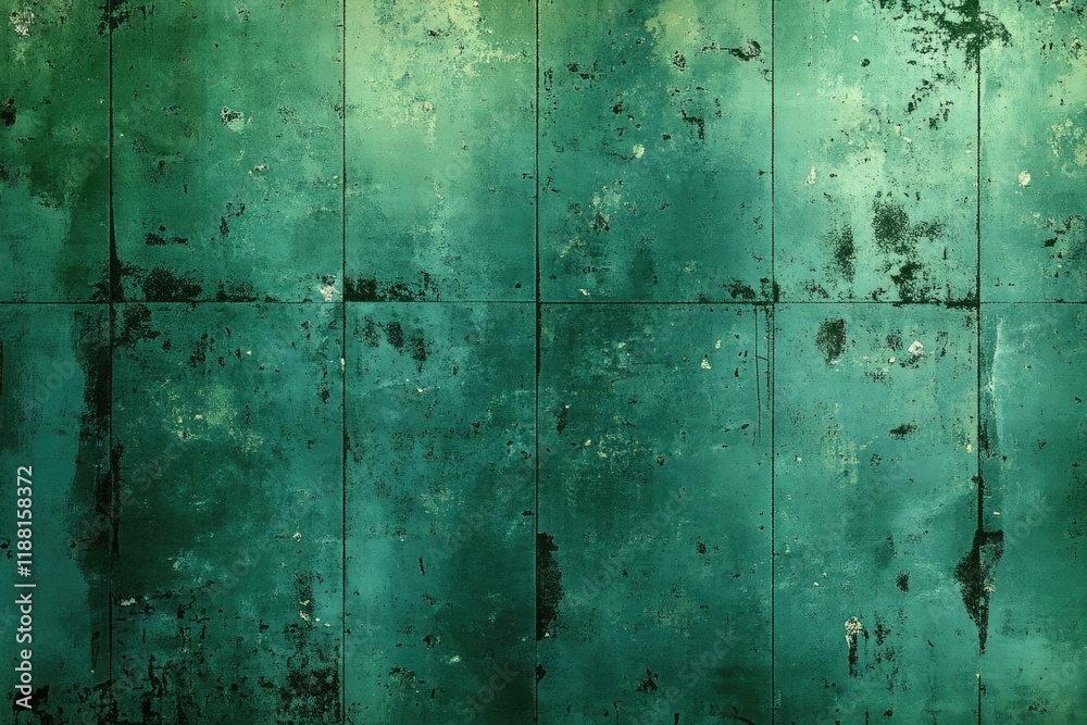Obraz premium A vintage green background with a grunge screen pattern.