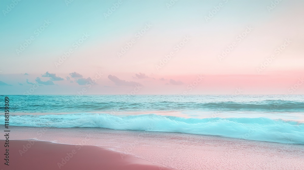 Serene Coastal Sunset with Gentle Waves and Pastel Sky Hues Serene Coastal Sunset with Gentle Waves and Pastel Sky Hues