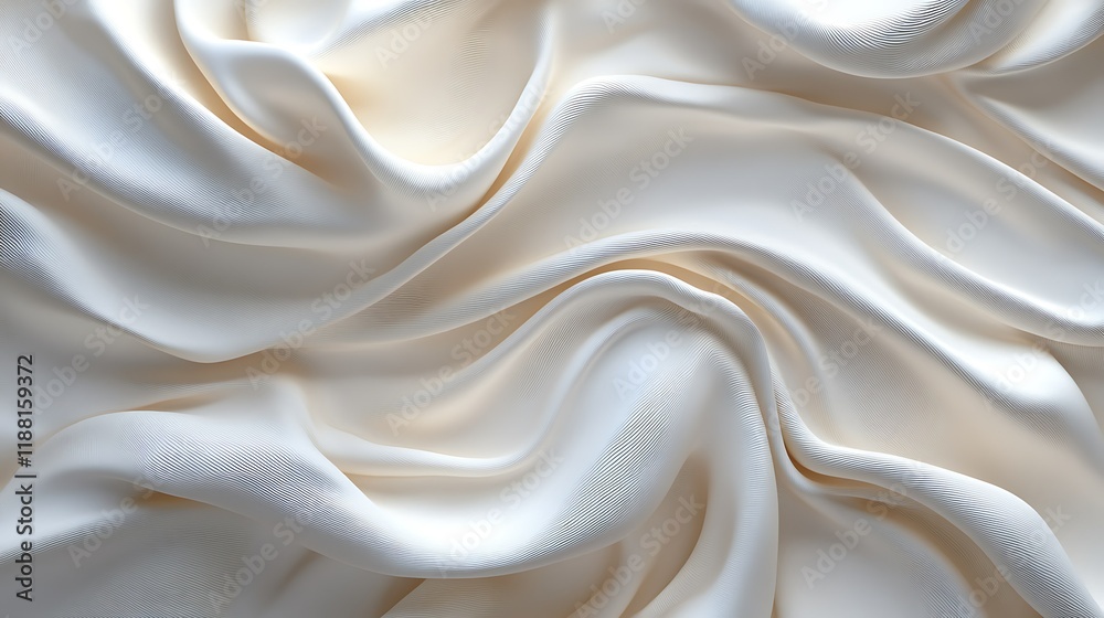 Fototapeta premium Creamy silk fabric texture, draped waves, elegant background, website design