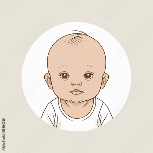Cute and simple baby face vector illustration within a circle, ideal for child-related designs.
