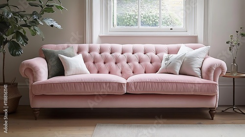 Chic pink sofa design modern living room furniture cozy atmosphere stylish