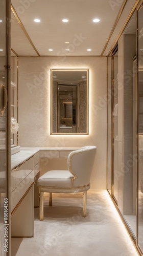 Elegant Luxury Vanity Room With Gold Accents photo