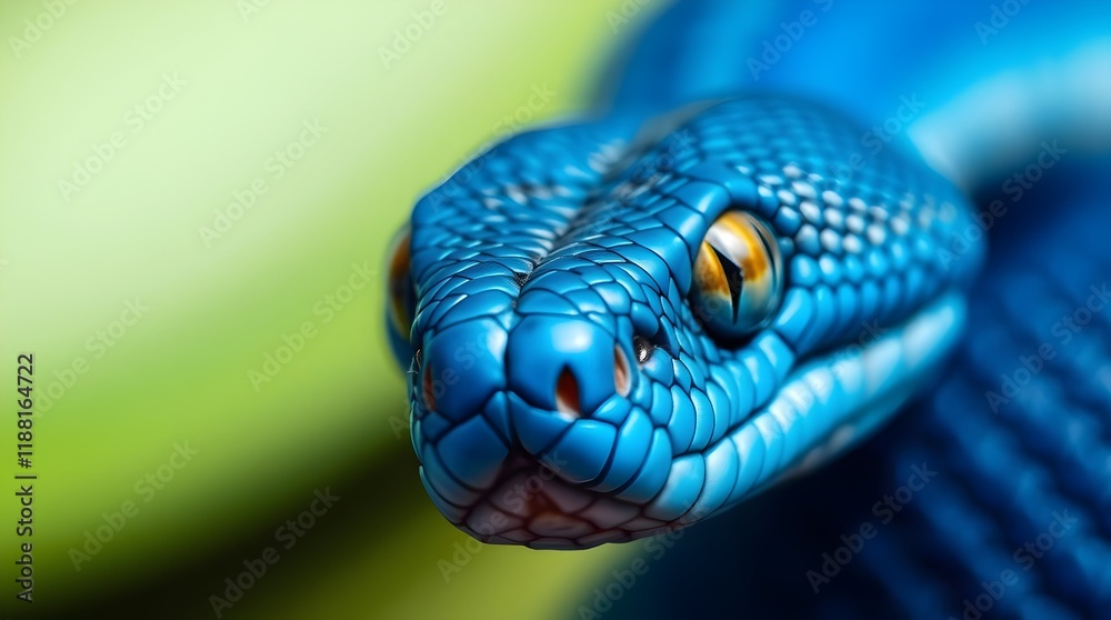 Blue viper snake closeup face, colours, background Blue viper snake closeup face, colours, background