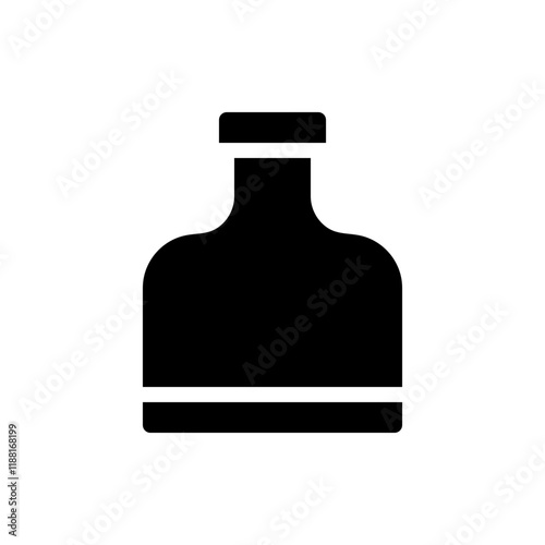 Whiskey bottle silhouette icon. Concept of alcoholism, alcohol, and spirits.