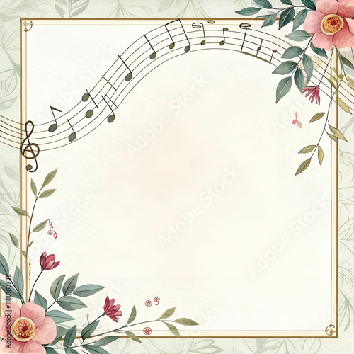 border template with music notes in background