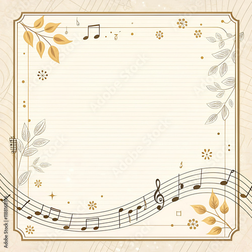 border template with music notes in background