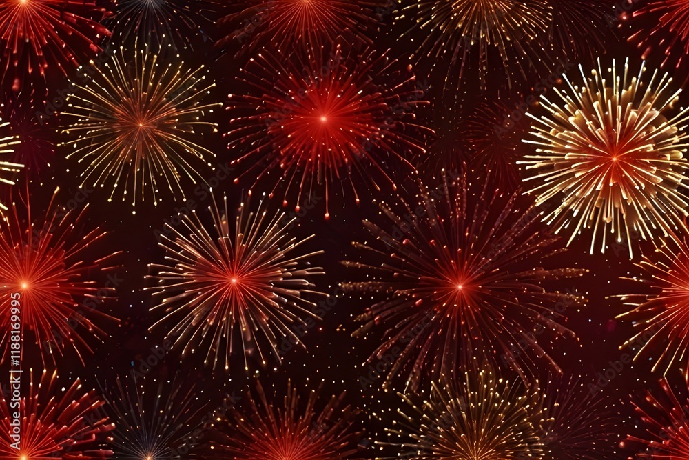 Red background of glitter lights and fireworks Generative AI Red background of glitter lights and fireworks Generative AI
