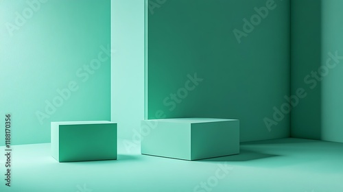 Wallpaper Mural Two Green Cubes in a Minimalist Room Setting Torontodigital.ca