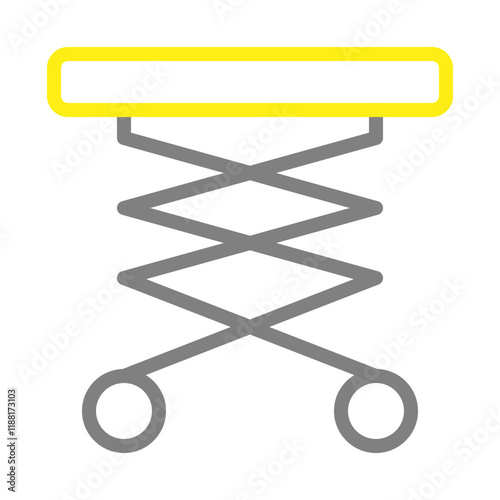 Scissor lift platform icon. Concept of construction and work at height.