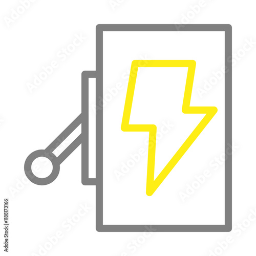 Electric power switch with lightning bolt symbol. Concept of energy, electricity, and power.