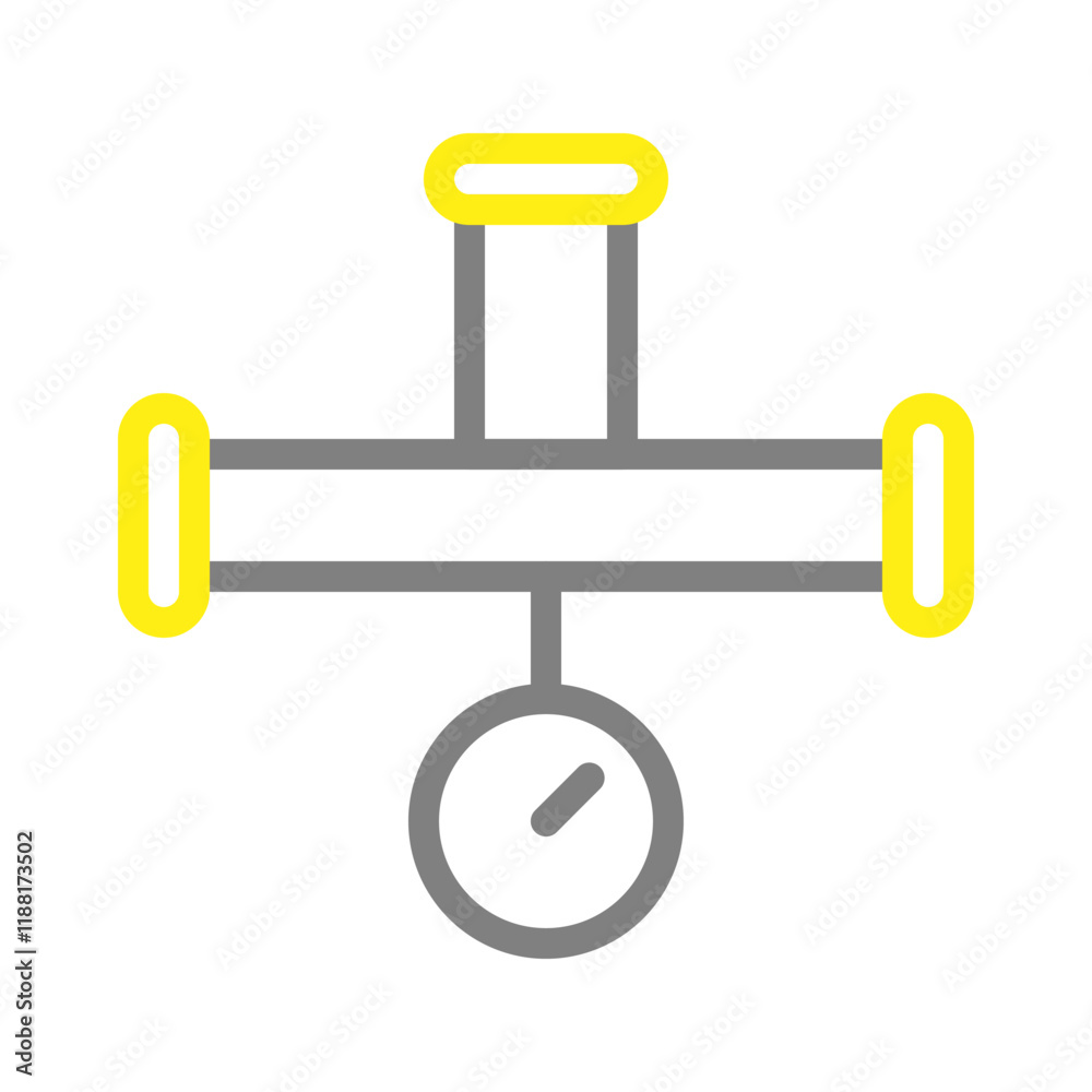 Pressure gauge on pipe. Concept of measurement, control, and industrial equipment. Pressure gauge on pipe. Concept of measurement, control, and industrial equipment.
