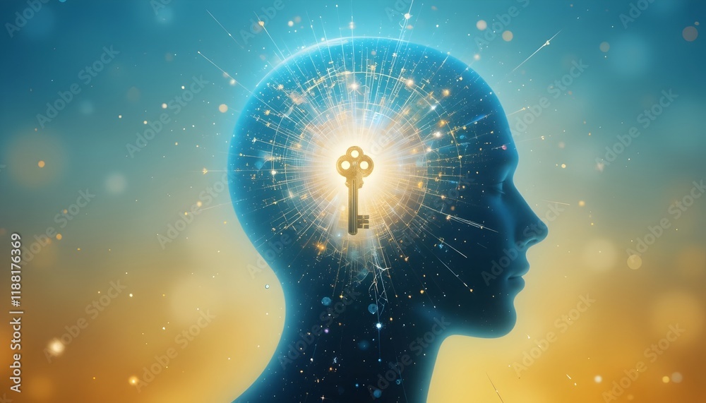 Unlocking Potential: A glowing key unlocking a human head silhouette, symbolizing self-discovery and personal growth Unlocking Potential: A glowing key unlocking a human head silhouette, symbolizing self-discovery and personal growth