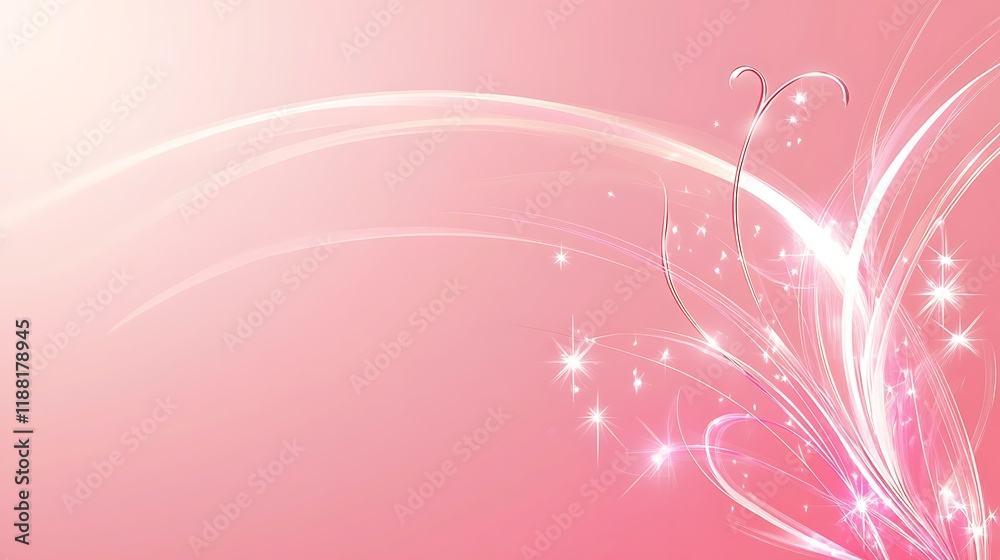 Pink Abstract Background with Swirling Lines and Stars Pink Abstract Background with Swirling Lines and Stars