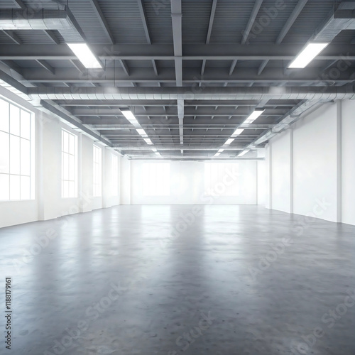 Wallpaper Mural Wide angle shot of a simple, brightly lit, empty warehouse. Torontodigital.ca