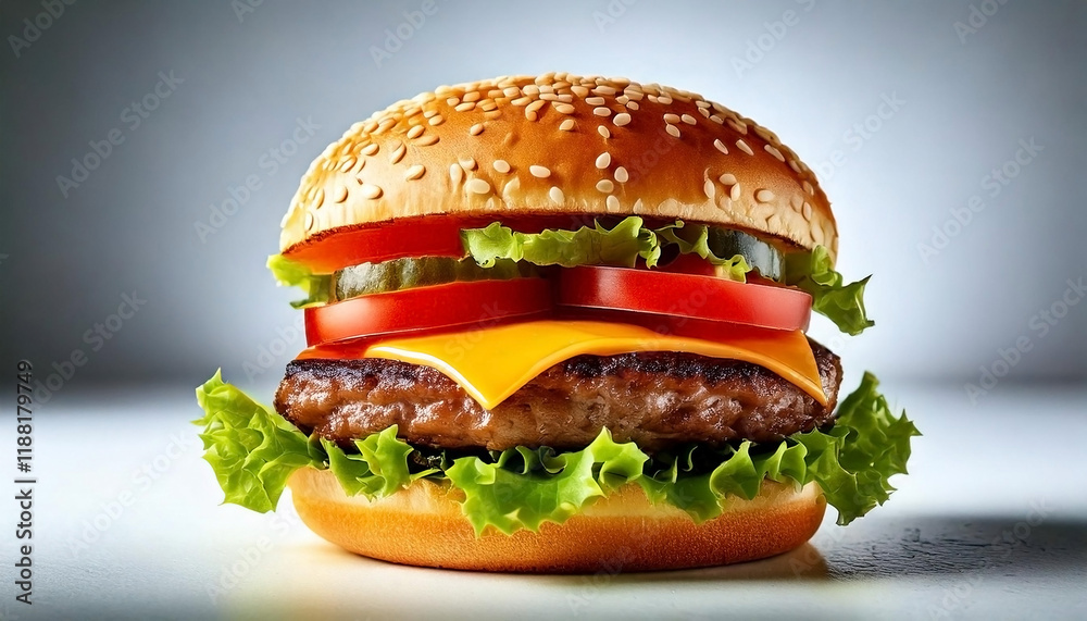 detailed image of a simple beef burger detailed image of a simple beef burger