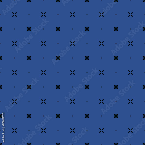 Blue and black colors seamless pattern with abstract mini shapes