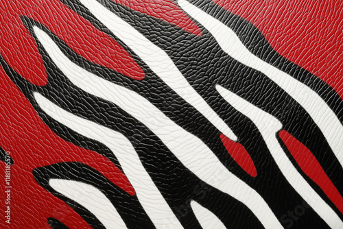 Wallpaper Mural Bold abstract zebra pattern with red, black, and white textured design Torontodigital.ca