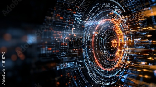 Wallpaper Mural Futuristic digital circuitry with glowing abstract patterns and technology interface Torontodigital.ca