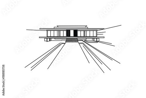 Modern Minimalist Single-Line House Drawing housing market branding vector illustration