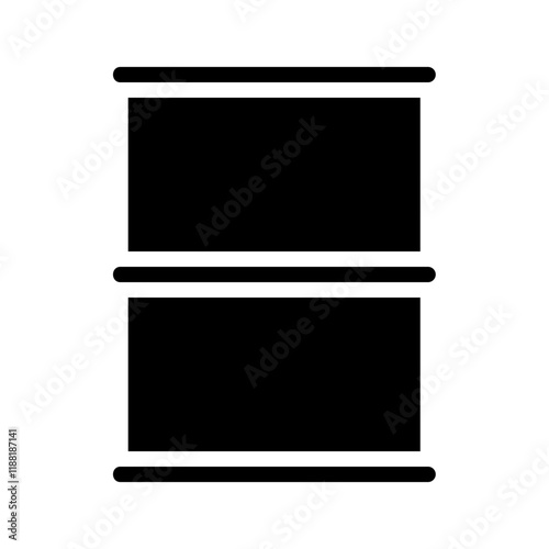 Black metal oil barrel icon. Concept of energy, industry, and fuel.