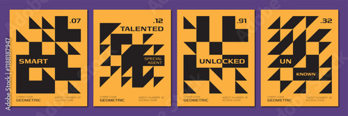 abstract retro geometric pattern background with dummy text for any purpose design