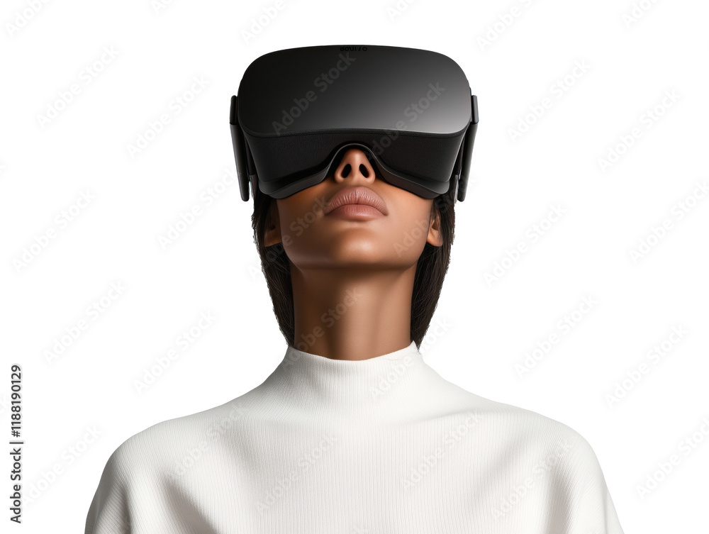 Woman Sporting a Virtual Reality Headset on a Transparent Background - High-Quality PNG Image Woman Sporting a Virtual Reality Headset on a Transparent Background - High-Quality PNG Image