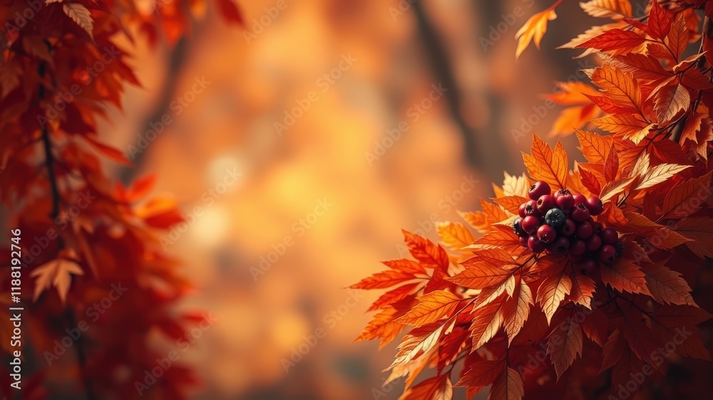 A cluster of red berries nestled among vibrant orange leaves, a captivating display of autumnal beauty. A cluster of red berries nestled among vibrant orange leaves, a captivating display of autumnal beauty.