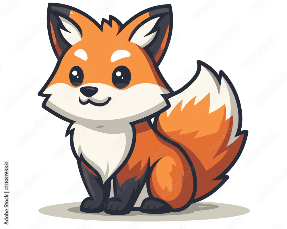 Obraz premium Cute cartoon fox. Vector illustration of a cute little fox