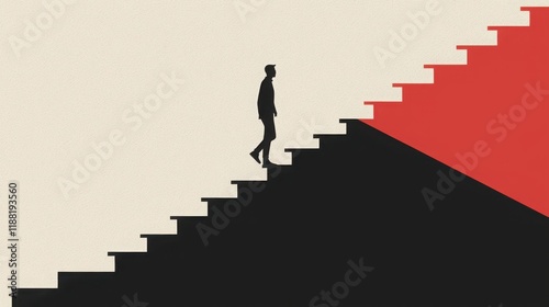 Wallpaper Mural A minimalist vector illustration showcasing a person climbing a staircase labeled with motivational words.  Torontodigital.ca