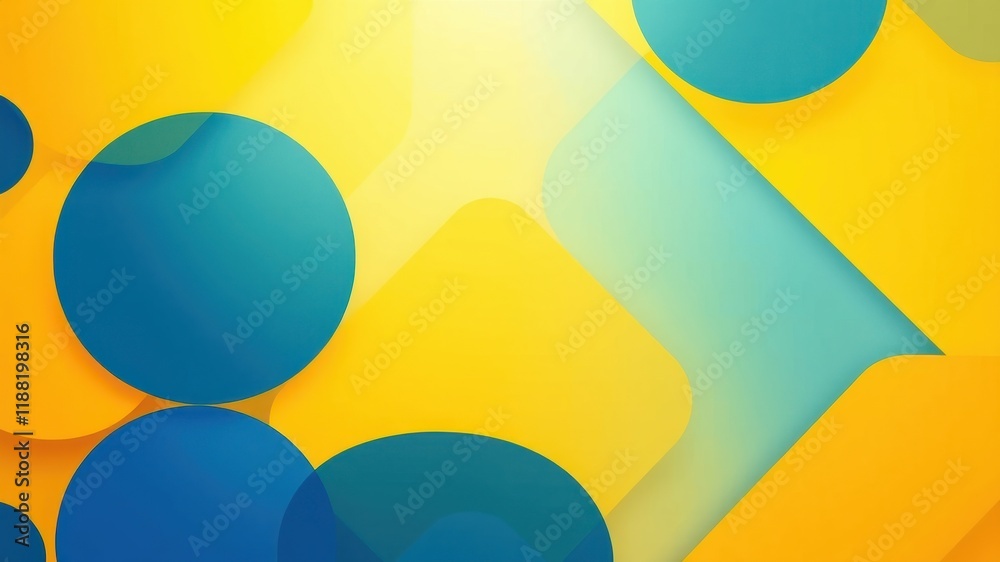 Abstract Background with Overlapping Circles and Shapes in Yellow, Blue, and Green Tones Abstract Background with Overlapping Circles and Shapes in Yellow, Blue, and Green Tones