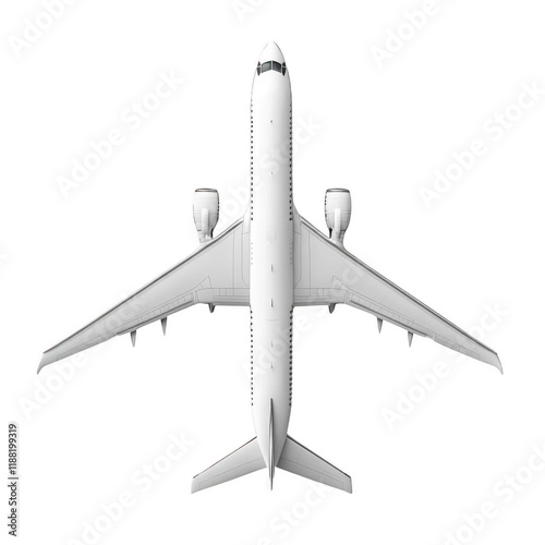 Realistic airplane isolated on transparent background. Travel icon.