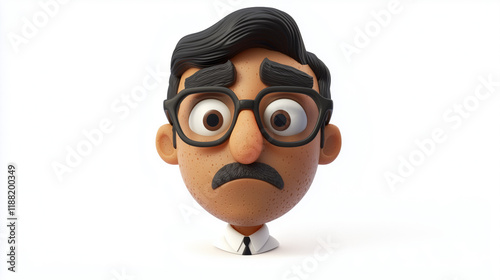 Wallpaper Mural Transparent 3D Arabian Man Emoji, Sporting Glasses and a Nerdy Appearance While Deep in Thought.. Torontodigital.ca