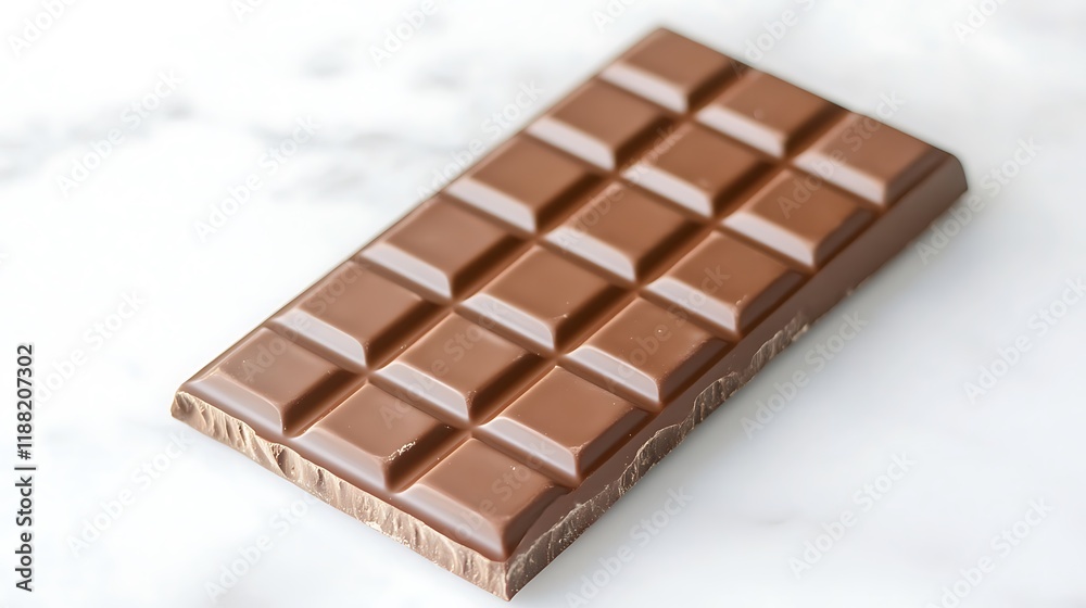 A gourmet chocolate bar isolated on a clean white background for confectionery ads. A gourmet chocolate bar isolated on a clean white background for confectionery ads.