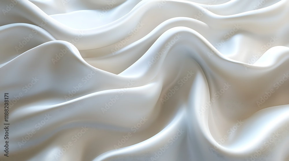 Obraz premium Elegant white fabric waves, flowing texture background