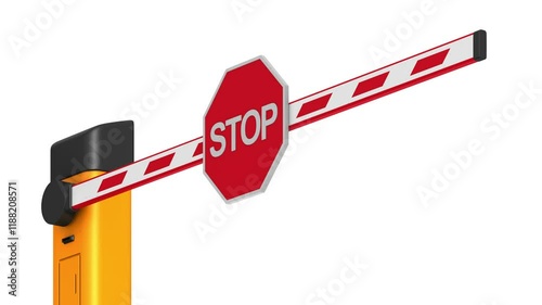 closed automatic barrier on white background. Isolated 3D illustration